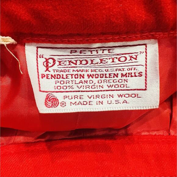 Vintage Pendleton Red Wool A-Line Pencil Skirt Lined Pockets (A0128) Waist 24” - Picture 3 of 4